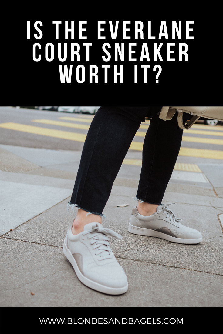 Lifestyle blogger Kelsey from Blondes & Bagels gives a full Everlane Court Sneaker Review. Learn more about the Everlane Court Sneaker in this post!
