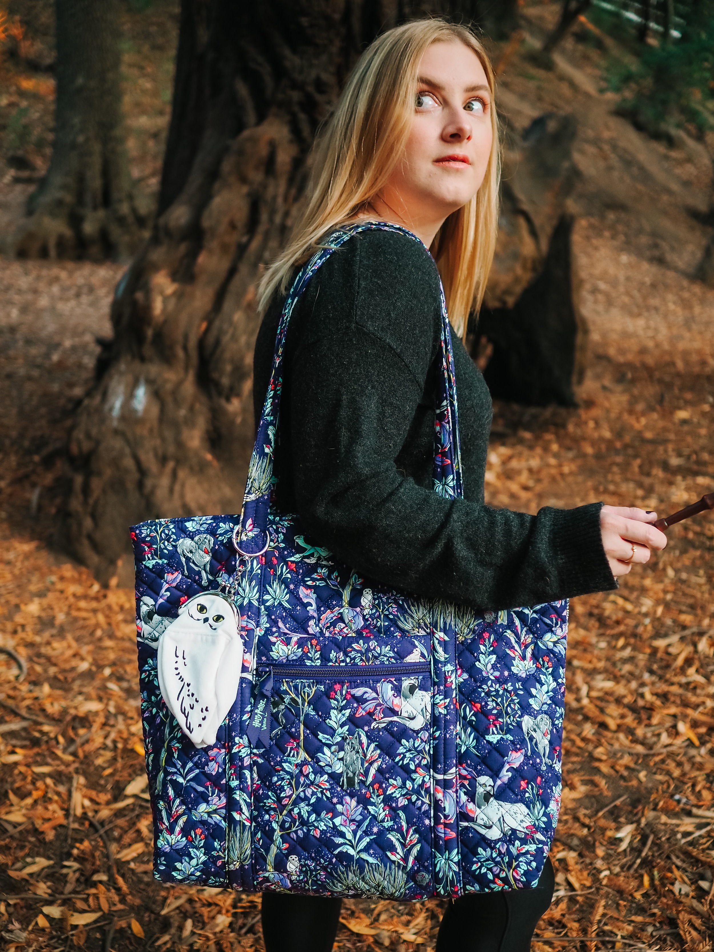 Kelsey from Blondes & Bagels showcases the new Forbidden Forest inspired Vera Bradley Harry Potter collection, packed with magical creatures.
